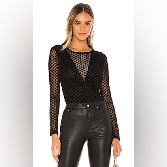 BCBGMaxAzria Tops - NWT BCBGMAXAZRIA Polka Dot‎ Top in Black